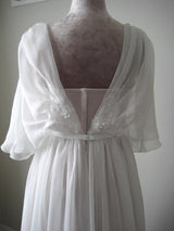 Elegant Wedding Dresses V Neck Half Sleeves Backless Lace Bridal Gown-Ballbella