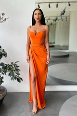 Fabulous Forest green High-split Long Prom Dress Spaghetti-Straps-ballbellauk