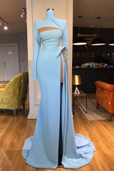 Fabulous Long Sleeves Mermaid Prom Dress Long Split High Neck-ballbellauk