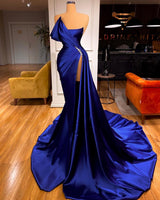Fabulous Royal Blue Mermaid Prom Dress With Split On Sale Long-ballbellauk