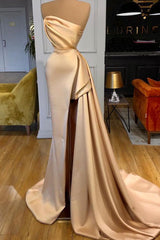 FabulousChampagne Prom Dress Side Split Evening Ball Dresses Long-ballbellauk