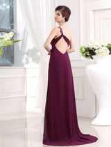 Gorgeous Beading One-shoulder Sweetheart Sleeveless Chiffon Long Prom Dress-ballbellauk