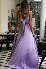 Gorgeous Elastic Woven Satin Ruffles V-neck Sleeveless Two Piece Prom Dress-ballbellauk