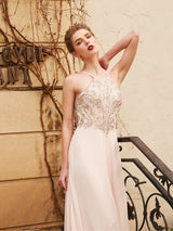 Gorgeous Spaghetti-Straps Beading Sleeveless Evening Dress Chiffon-ballbellauk