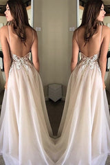 Gorgeous Spaghetti-Straps Sleeveless With Appliques Evening Dress Chiffon-ballbellauk