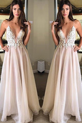 Gorgeous Spaghetti-Straps Sleeveless With Appliques Evening Dress Chiffon-ballbellauk