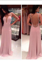 Gorgeous Straps Beading Sleeveless Long Evening Dress Chiffon-ballbellauk