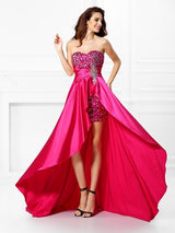 Gorgeous Sweetheart Beading Sleeveless Hi-Lo Elastic Woven Elegant Evening Dress-ballbellauk
