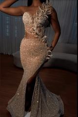 Gorgeous Sweetheart Sleeveless Mermaid Prom Dresses With Split Sequins Beadings-Ballbella