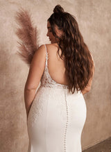 Lace Mermaid Fitted Wedding Dresses Open Back for Plus Size Women-Ballbella
