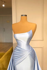 Light Blue A-line Sleeveless Evening Gown Long Classic Ball Dresses-ballbellauk