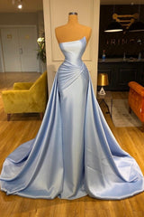Light Blue A-line Sleeveless Evening Gown Long Classic Ball Dresses-ballbellauk