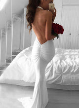 Low Back Mermaid Fitted Wedding Dresses Hot Deep V-Neck-Ballbella
