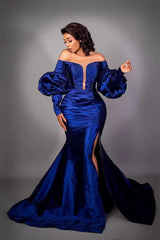 Mermaid High Split Strapless Bubble Sleeves Long Formal Wears-ballbellauk