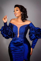 Mermaid High Split Strapless Bubble Sleeves Long Formal Wears-ballbellauk