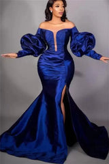 Mermaid High Split Strapless Bubble Sleeves Long Formal Wears-ballbellauk