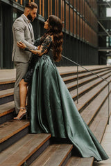 Mermaid Sweetheart Long Long Sleeve Appliques Lace With Side Train Formal Wears-ballbellauk