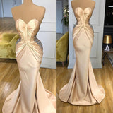 Modern Champagne Prom Dress Mermaid Long With Crystals Sweetheart-ballbellauk