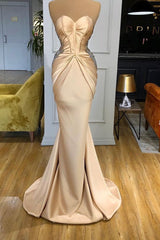 Modern Champagne Prom Dress Mermaid Long With Crystals Sweetheart-ballbellauk