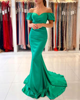 Modern Green Mermaid Evening Dress Long On Sale Off-the-Shoulder-ballbellauk