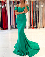 Modern Green Mermaid Evening Dress Long On Sale Off-the-Shoulder-ballbellauk