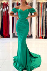 Modern Green Mermaid Evening Dress Long On Sale Off-the-Shoulder-ballbellauk