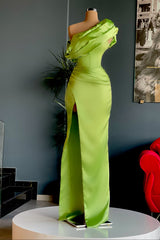 Modern Long Evening Prom Dress With Split One Shoulder-ballbellauk