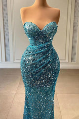Modern Sweetheart Blue Mermaid Formal Wears Long With Sequins Beads-ballbellauk
