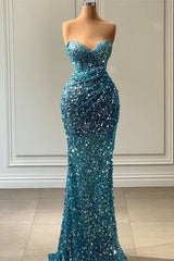 Modern Sweetheart Blue Mermaid Formal Wears Long With Sequins Beads-ballbellauk
