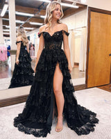 New Arrival Sweetheart Sleeveless A Line Lace Evening Party Gowns with Sweep Train-Ballbella