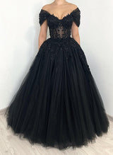 Off-The-Shoulder Chic A-line Wedding Dress Short Sleeves in Lace Tulle-Ballbella