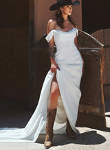 Off-the-Shoulder Wedding Dresses Cowl Neck-Ballbella