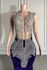 Sequined Sleeveless Mermaid Prom Dress with Beadings-Ballbella