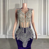 Sequined Sleeveless Mermaid Prom Dress with Beadings-Ballbella