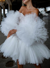 Sequined Wedding Dresses Chic A-line Elegant Sweetheart Short-Ballbella