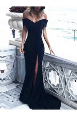 Sheath Off-the-Shoulder Sleeveless Court Train With Ruched Spandex Prom Dress-ballbellauk