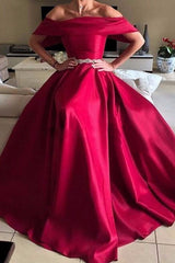Sleeveless Amazing Off-the-Shoulder Long Sash/Ribbon/Belt Elegant Evening Dress-ballbellauk