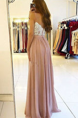 Sleeveless Amazing Spaghetti-Straps Long With Appliques Prom Dress with Chiffon-ballbellauk