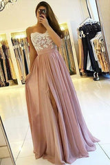 Sleeveless Amazing Spaghetti-Straps Long With Appliques Prom Dress with Chiffon-ballbellauk