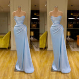 Stunning Cross Light Blue Soft-pleated Long Prom Dress Sweetheart-ballbellauk