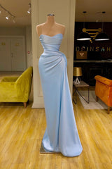 Stunning Cross Light Blue Soft-pleated Long Prom Dress Sweetheart-ballbellauk
