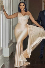 Stunning Mermaid Sleeveless Long Open Back Applique With Side Train Formal Wears-ballbellauk