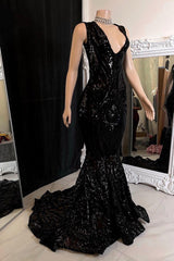 Stunning Sequins Mermaid Formal Wears Sleeveless V-Neck Online-ballbellauk