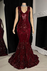 Stunning Sequins Mermaid Formal Wears Sleeveless V-Neck Online-ballbellauk