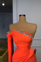 Trendy Strapless Orange Sequined Long Prom Dress Long sleeves-ballbellauk