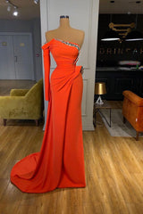 Trendy Strapless Orange Sequined Long Prom Dress Long sleeves-ballbellauk