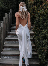 V-Neck Sleeveless Floor-Length Wedding Dresses-Ballbella