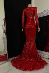 Chic V-Neck Long Sleeves Mermaid Prom Dresses Sheath Long With Zipper