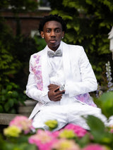 Latest White Coat 3 Pieces One Button Prom Suits Shawl Lapel Homecoming Tuxedo