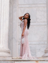 Romantic Strapless Sleeveless Mermaid Prom Dresses Column Gem With Lace-Up Back